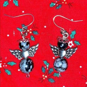 Semi Precious Stone Angel Earrings
